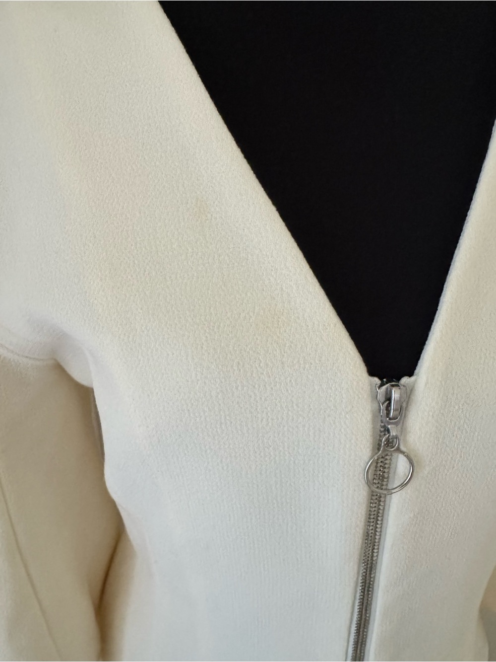 ALEXIS Dominique Ivory Wool Zip Front Mini Dress Size S Designer Pocket Dress - Picture 5 of 10